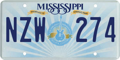 MS license plate NZW274