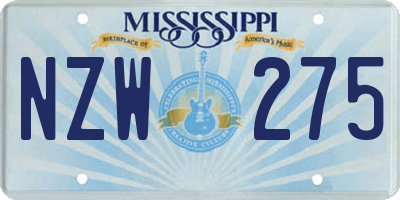 MS license plate NZW275