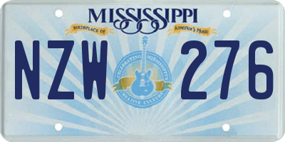 MS license plate NZW276