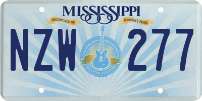 MS license plate NZW277