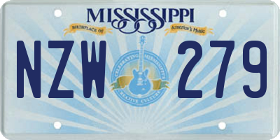 MS license plate NZW279