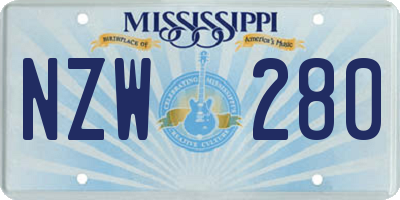 MS license plate NZW280