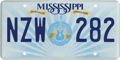 MS license plate NZW282