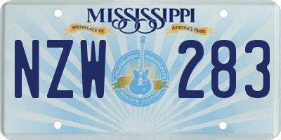 MS license plate NZW283