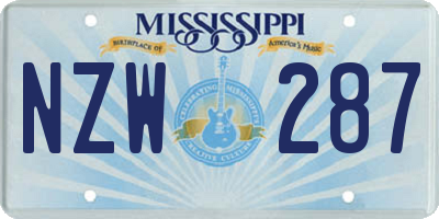 MS license plate NZW287