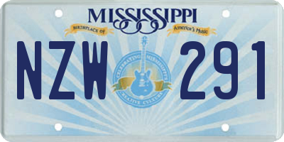 MS license plate NZW291