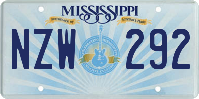 MS license plate NZW292