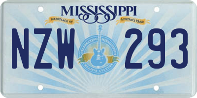MS license plate NZW293