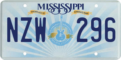 MS license plate NZW296