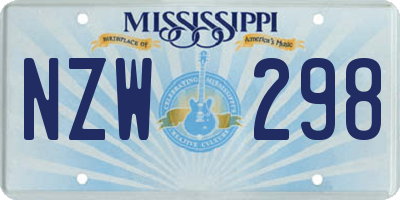 MS license plate NZW298