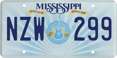MS license plate NZW299