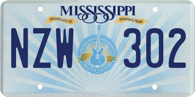 MS license plate NZW302