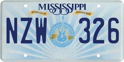 MS license plate NZW326