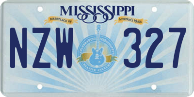 MS license plate NZW327