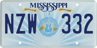 MS license plate NZW332