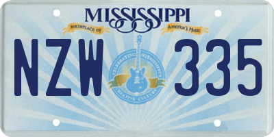MS license plate NZW335
