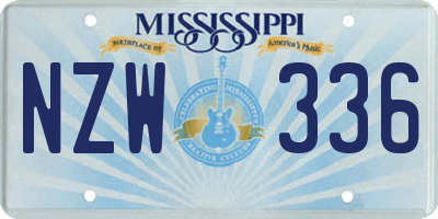 MS license plate NZW336