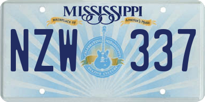 MS license plate NZW337