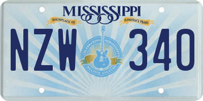 MS license plate NZW340
