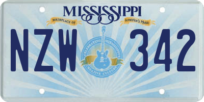 MS license plate NZW342