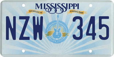 MS license plate NZW345