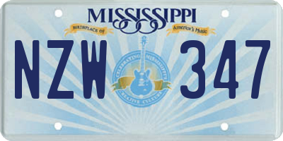 MS license plate NZW347