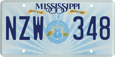 MS license plate NZW348