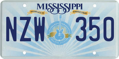 MS license plate NZW350