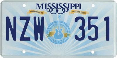 MS license plate NZW351
