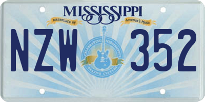 MS license plate NZW352