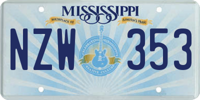 MS license plate NZW353