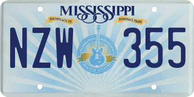 MS license plate NZW355