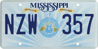MS license plate NZW357