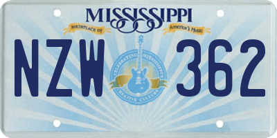 MS license plate NZW362