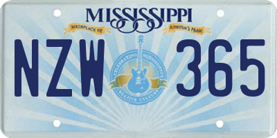 MS license plate NZW365