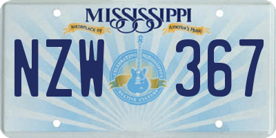 MS license plate NZW367