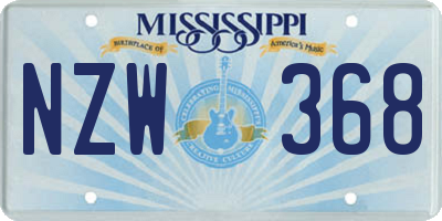 MS license plate NZW368