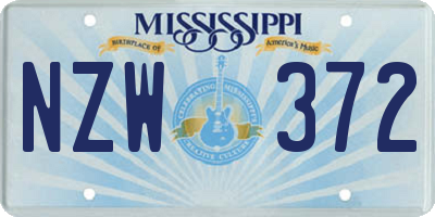 MS license plate NZW372