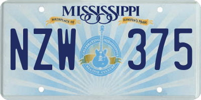 MS license plate NZW375