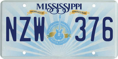 MS license plate NZW376