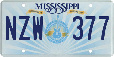 MS license plate NZW377