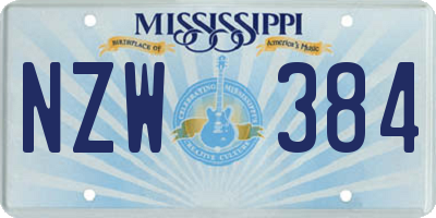 MS license plate NZW384