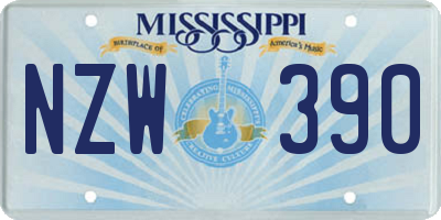 MS license plate NZW390