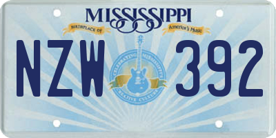 MS license plate NZW392