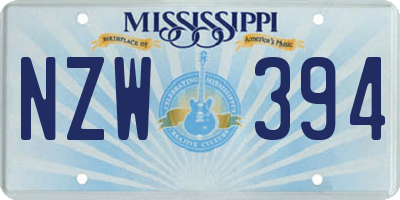 MS license plate NZW394
