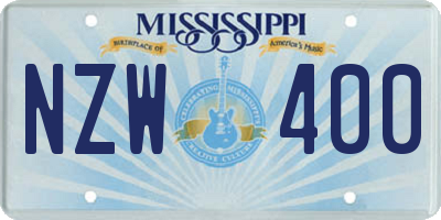 MS license plate NZW400