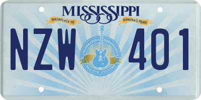 MS license plate NZW401