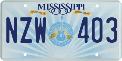 MS license plate NZW403