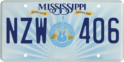 MS license plate NZW406
