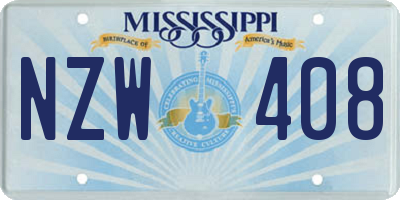 MS license plate NZW408